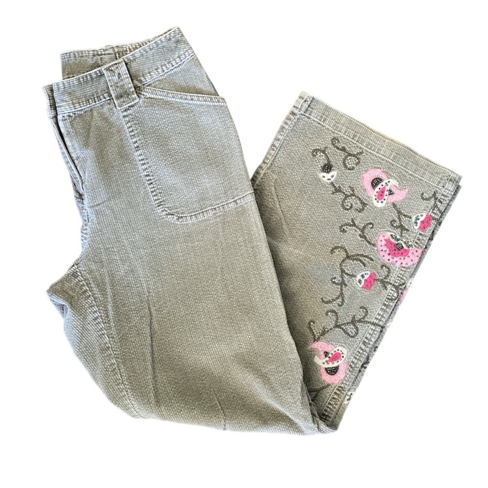 EMBROIDERED CORDUROY PANTS